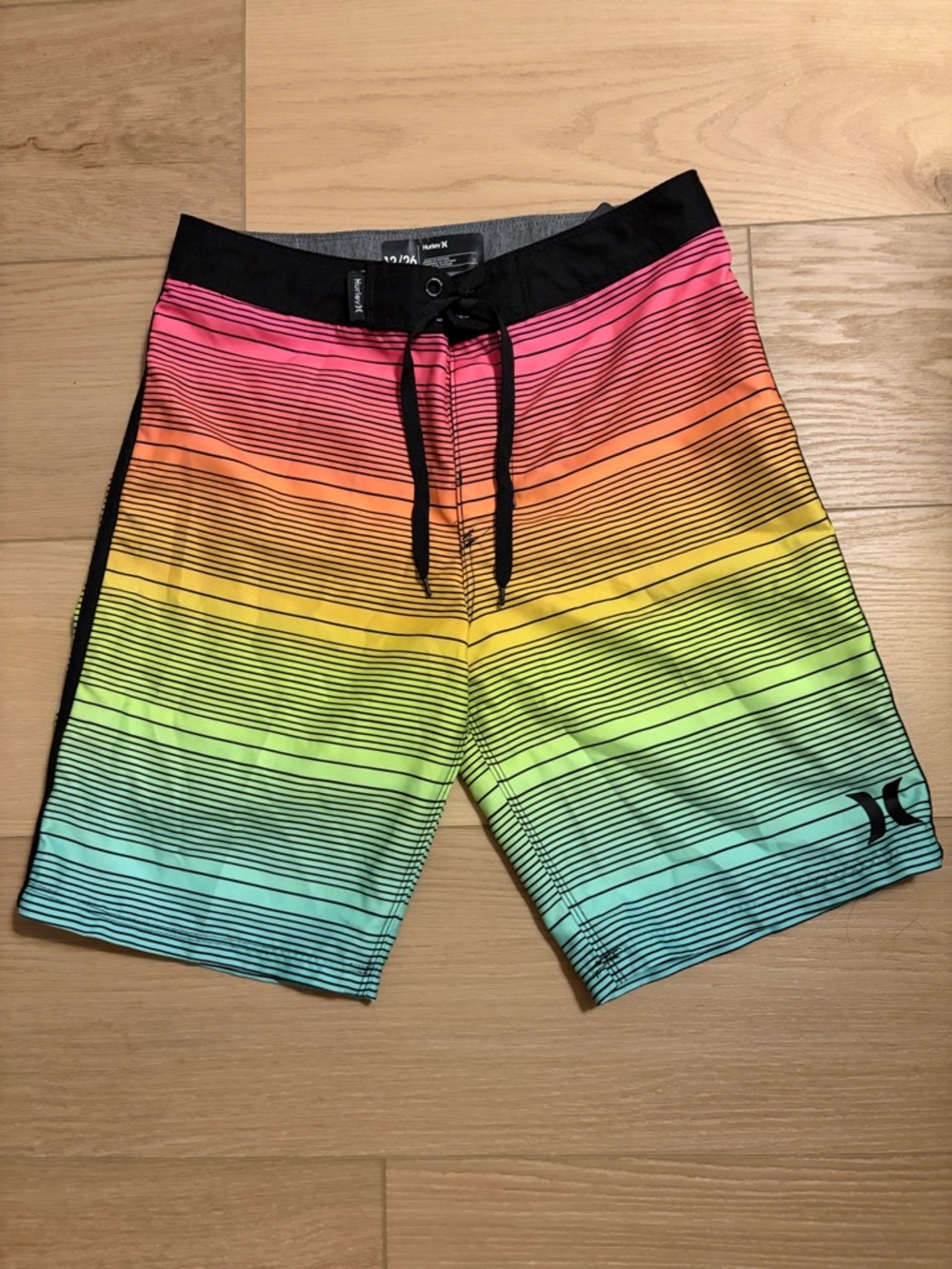 Hurley Boys size 12/26  Rainbow Stripe Boardshorts - Multicolor